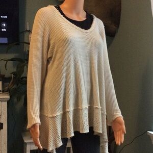 Cream Waffle Knit flowey top